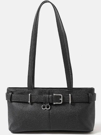 Faux Leather Handbag with Belt Strap
