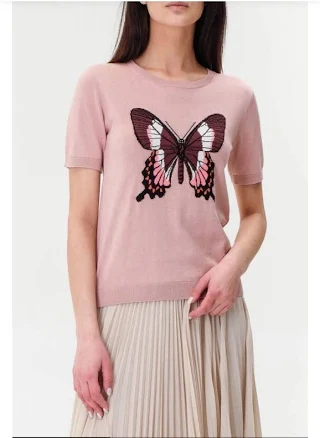 Weekend Max Mara Pads A Butterfly Graphic Knit Sweater Size S