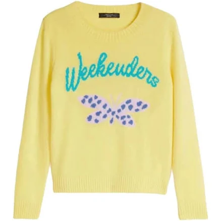 Max Mara Weekend Yellow Cashmere Butterfly Sweater Size S