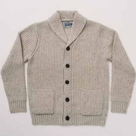 Schott NYC Men's Donegal Tweed Wool Blend Cardigan