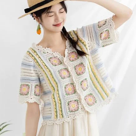 Crochet Yarn Spring Flower Cardigan Kit