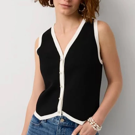 White House Black Market Women's Colorblock Knit Vest