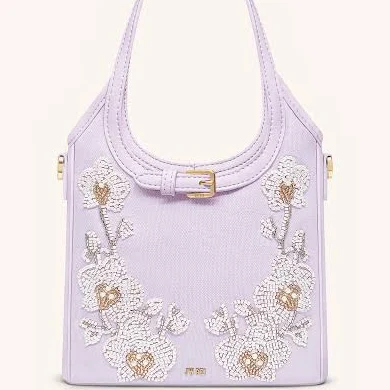 Brooke Mini Belted Embellished Orchid Beaded Top Handle Bag