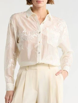 Forgotten Grace Floral Embellished Button-Up Shirt