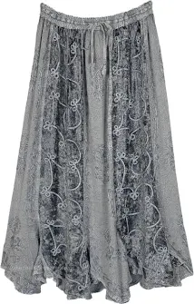 TLB Silver Creek Velvet Embroidered Maxi Panel SkirtTLB Silver Creek Velvet Embroidered Maxi Panel Skirt