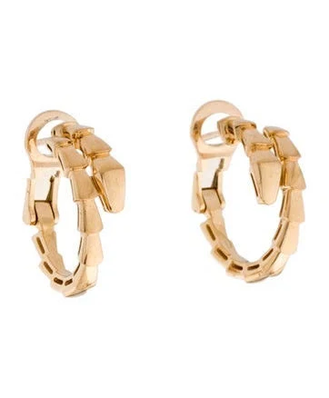 Bvlgari Serpenti Viper 18K Yellow Gold Diamond Hoop Earrings