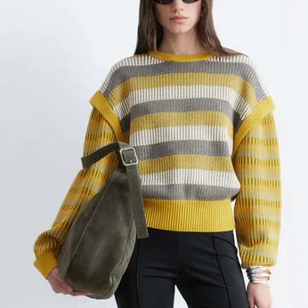 & Other Stories Striped Panel Knit Jumper