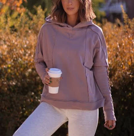 Women Very J Lane 201 Mocha Knit Hoodie