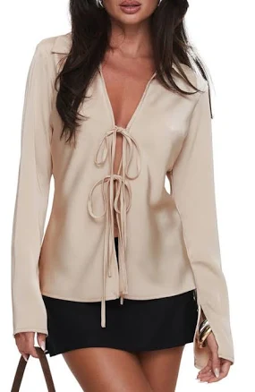 Princess Polly Way Life Goes Satin Shirt