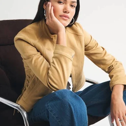 Abercrombie & Fitch Women's Slim Vegan Suede Mockneck Jacket