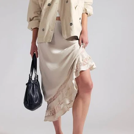 Free People Long Lost Lover Lace Slip Skirt
