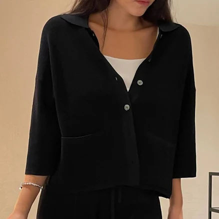 Embossed Button Knit Cardigan