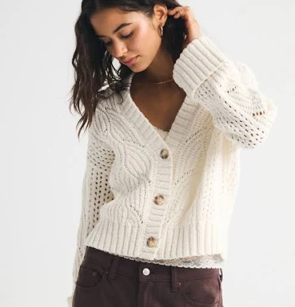 Abercrombie & Fitch Women's Cameron Textural Stitch Cardigan