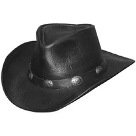Leather Cowboy Hat with Buckle Trim