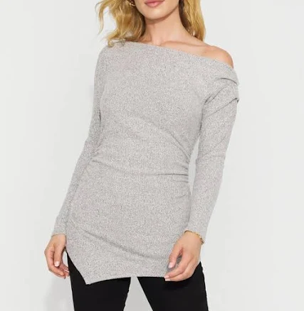 White House Black Market Asymmetrical Ribbed Snit Top