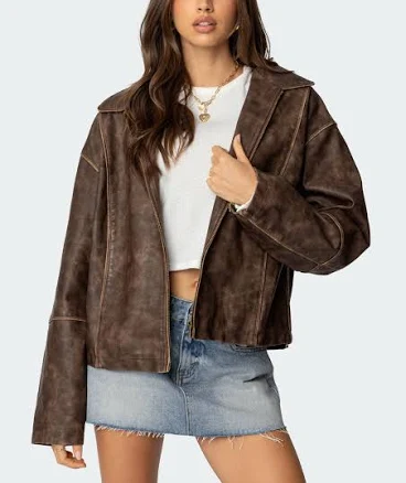 Edikted Women's Oversized Faux Leather Jacket