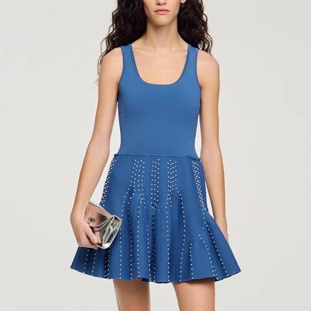 Sandro Women's Nina Beaded-Embellished Flared Knit Mini Dress