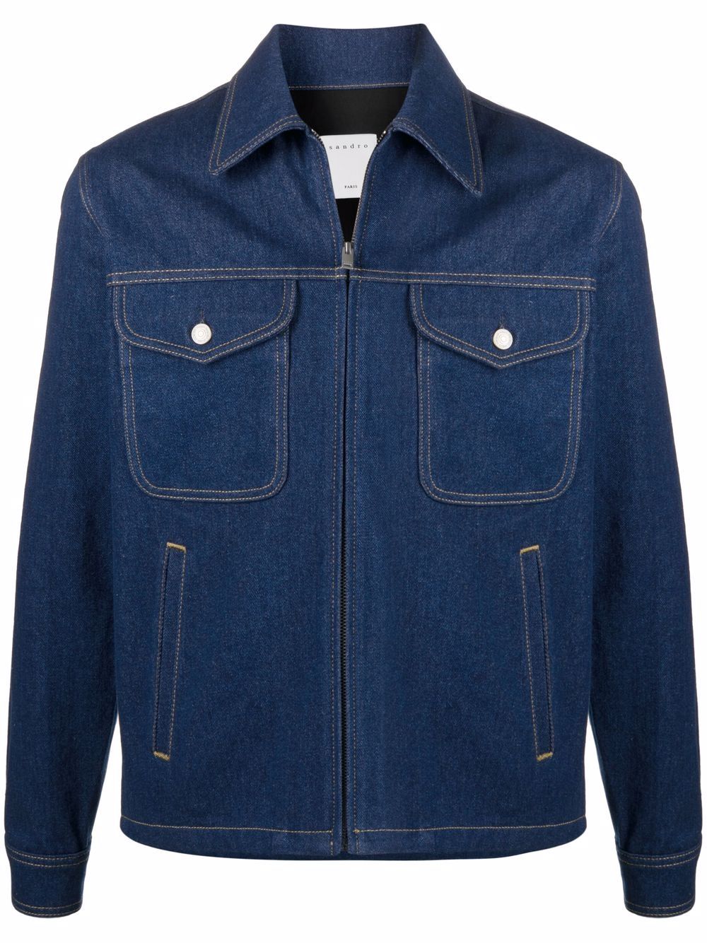Denim effect zip-up jacket