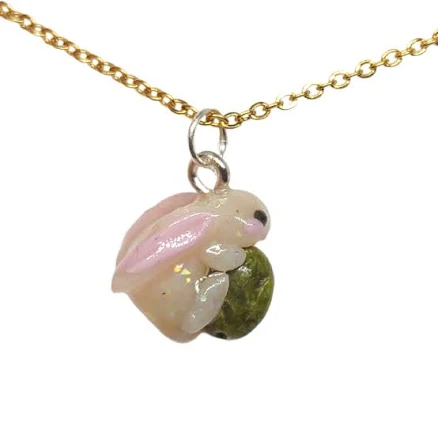 Opal Bunny Green Jasper Stainless Steel