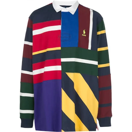 Palace - x Polo Ralph Lauren pieced rugby shirt - men - Cotton - M - Blue