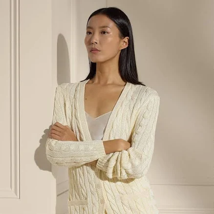 Ralph Lauren Women's Cable-Knit Silk Cardigan Sweater