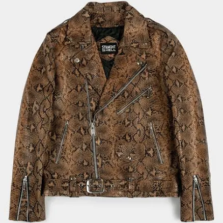 Straight To Hell Men's Commando Snakeskin Leather Jacket