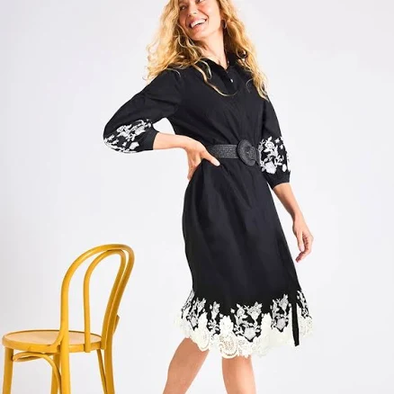 Chico's Women's Cotton Lace Trim Shirtdress