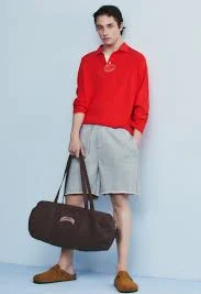Relaxed Long-Sleeve Polo Red