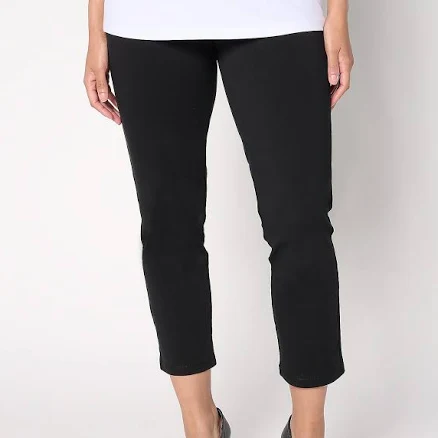 Susan Graver Weekend Regular Premium Stretch Slim Crop Pants, Size 4X, Black
