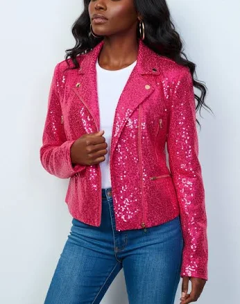 LONG SLEEVE Zip Up Sequin BLAZER