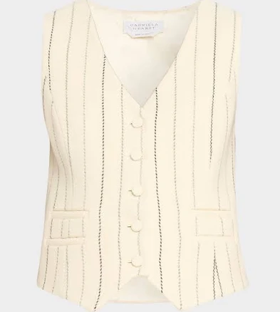 Gabriela Hearst Coleridge Wool Cashmere Pinstripe Vest, Ivory Multi, Women's, 6, Coats Jackets & Outerwear Wool Coats
