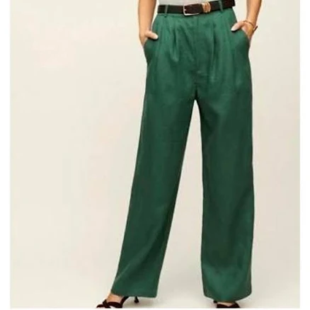 David Jones Reformation Vesta Straight Leg Pant in Bottle Green, Size 0 US