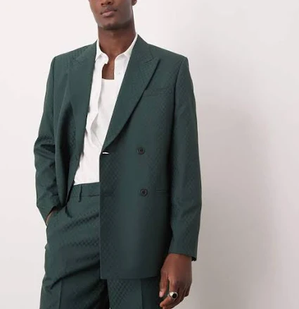 ASOS Double Breasted Checkerboard Suit Jacket