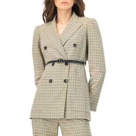 IVONNE Women's Double-Breasted Checkered Blazer
