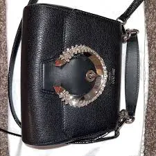 Jimmy Choo Madeline Goat Calf Leather Top Handle Bag with Crystal Buckle