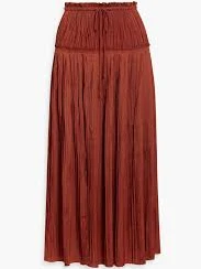 Malia pleated satin midi skirt
