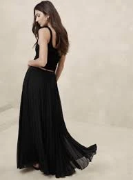 Banana Republic Malia Pleated Black Maxi Skirt Size 0 NWT RT$180