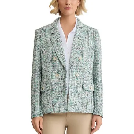 Jones New York Women's Faux Double Breasted Tweed Jacket