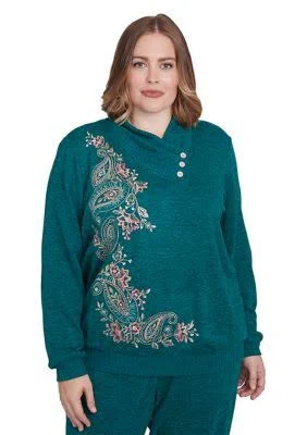 Alfred Dunner Women's Paisley Embroidered French Quarter Top