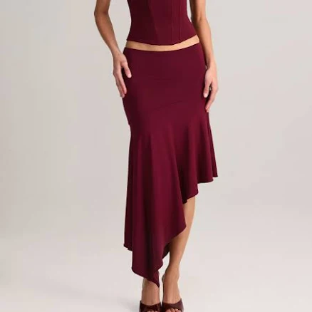 Oh Polly Modal Low-Rise Asymmetric Midaxi Skirt