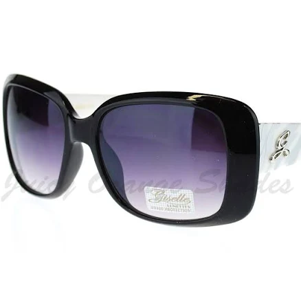 Womens Square Rectangle Frame Sunglasses Silver Zebra Print