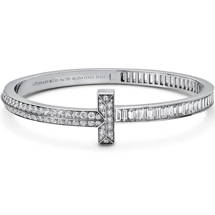 Tiffany T T1 Bangle in White Gold with Baguette Diamonds