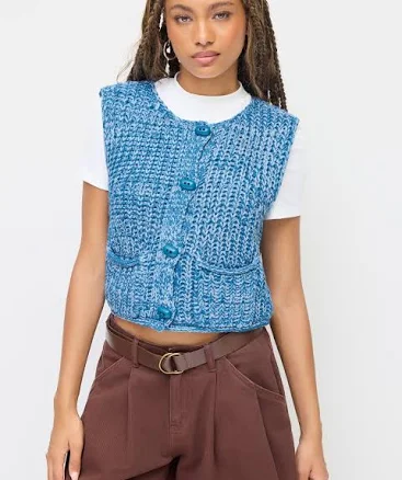 Knit Fabric U-Neckline Crop Vest