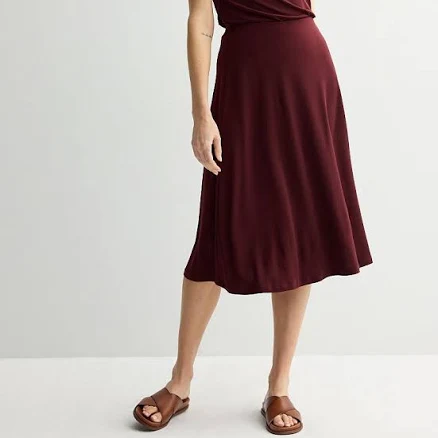 Women's Nine West Knit Midi Skirt, Size: Small, Maddie Plum