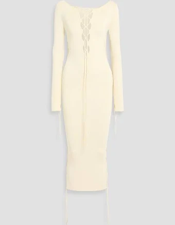 Lapointe Lace-up Ribbed-knit Midi Dress