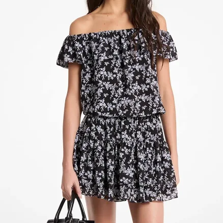 MICHAEL Michael Kors Off-The-Shoulder Floral Print Georgette Dress