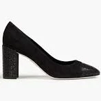 Crystal-embellished suede pumps