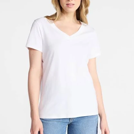Time and Tru Women's Cotton V-Neck Short Sleeve Tee