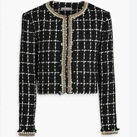 Alice + Olivia Women's Sabina Chain-Trim Tweed Jacket