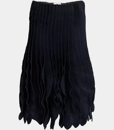 ALAÏA Women's Tweed Knit Frills Midi Skirt